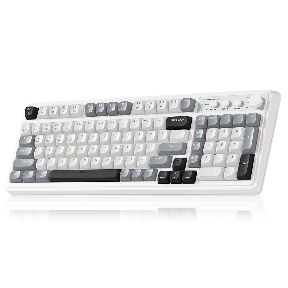 AULA S99 Wireless Gaming Keyboard 99 Key Number Pad White Gray RGB Backlight